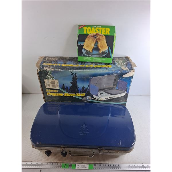 Woods 2 Burner Propane Stove/Grill, Camp Stove Toaster, Cannot Ship