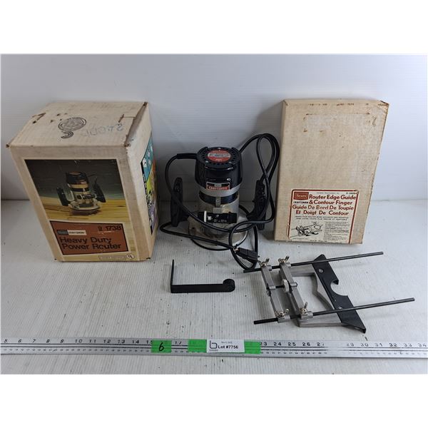 Sears Craftsman Heavy Duty Power Router - Powers On, As Is, Router Edge Guide & Contour Finger