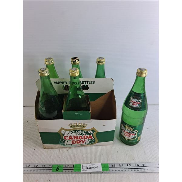 Vintage Canada Dry Bottle Crate & (6) 750 ml Bottles , Cannot Ship