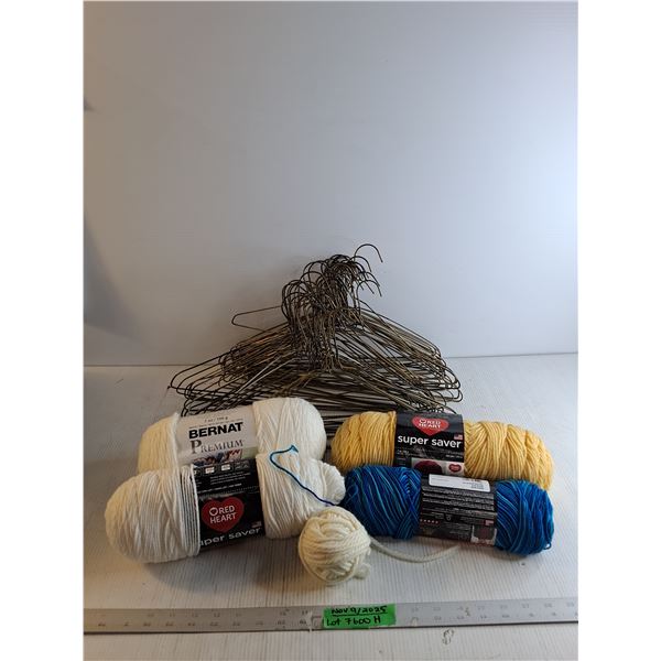Wire Coat Hangers/ Yarn