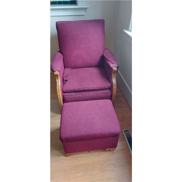 Red Chair 32"x33" with Ottoman 20"x16"-Cannot Ship