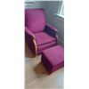 Image 2 : Red Chair 32"x33" with Ottoman 20"x16"-Cannot Ship