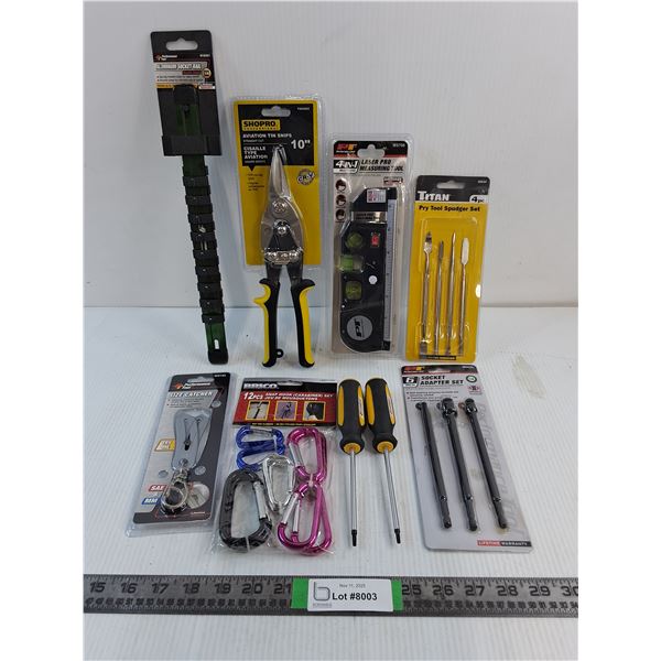 Aviation Tin Snips,4 in 1 Laser Measuring Tool,Socket Adapter Kit,Pry Tool Spudger Set,(2) Screwdriv