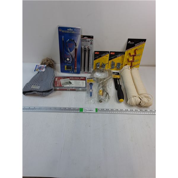 NOS LED Light,Socket Adapter Set,(2) Rolls Braided Twine,34 Pc. Hose Clamp Set and more as pictured