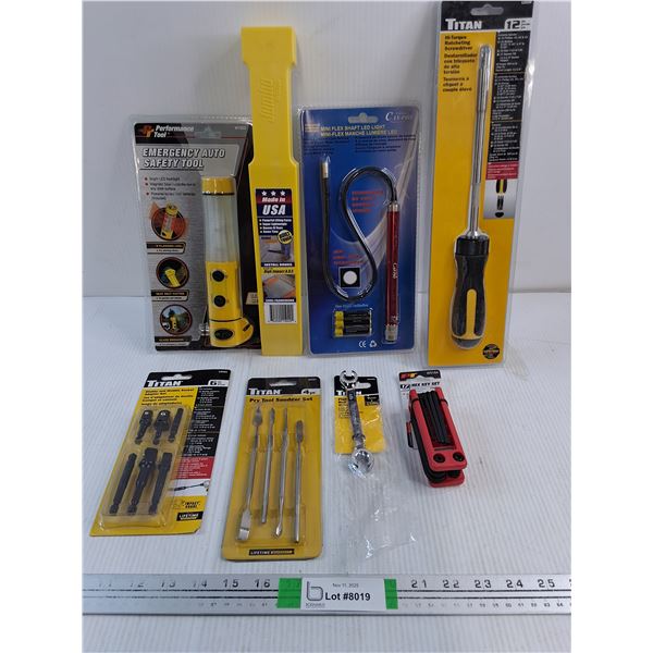 NOS Hi-Torque Ratcheting Screwdriver, LED Light and more tools as pictured