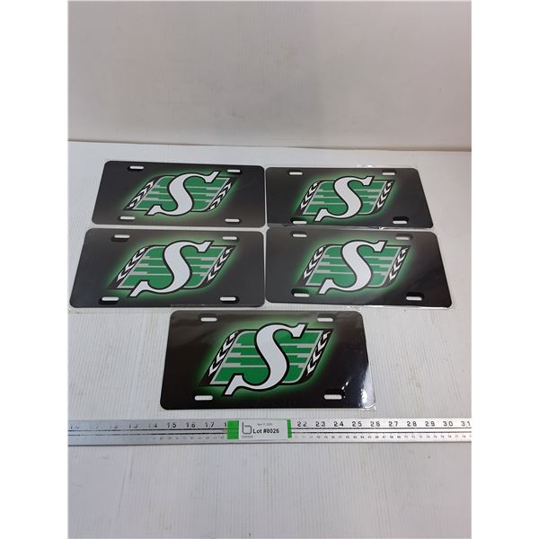 (5) Saskatchewan Roughrider Decorative License Plates-sealed