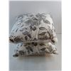 Image 2 : (3) Throw Pillows (Cream/Grey/Silver) - Largest 16" x 16", Golf Ball "Golf Bag" Holder