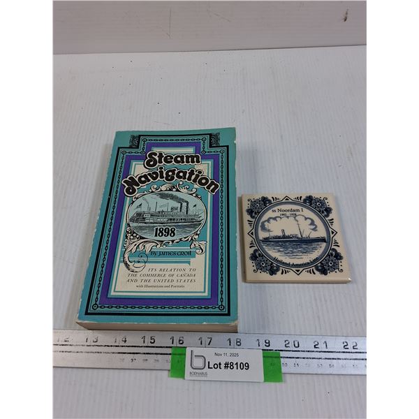 Steam Navigation Book & SS Noordam I Steam Ship Ceramic Tile