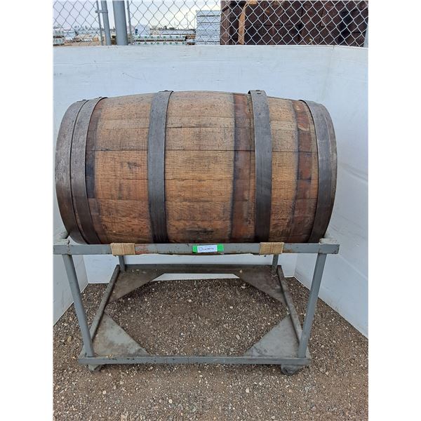 ** Wine Wooden Cedar Barrels on Metal Stands - Stand: 37" x 24" x 26 - CANNOT SHIP