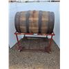Image 1 : ** Wine Wooden Cedar Barrels on Metal Stands - Stand: 37" x 24" x 26 - CANNOT SHIP