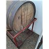 Image 2 : ** Wine Wooden Cedar Barrels on Metal Stands - Stand: 37" x 24" x 26 - CANNOT SHIP