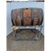 Image 1 : ** Wine Wooden Cedar Barrels on Metal Stands - Stand: 37" x 24" x 26 - CANNOT SHIP
