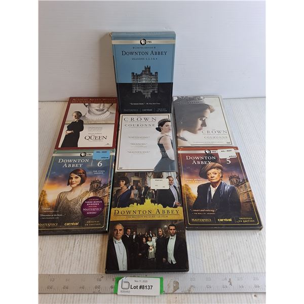 (7) DVDs - Downtown Abbey/ The Crown