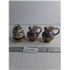 Image 1 : (2) Vintage Italian Hand Painted Ceramic Creamers 3"/ Vintage Italian Pottery Vase 3"