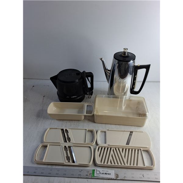 Proctor Silex Kettle (Powers On)/ General Electric Coffee Perk (Missing Plug In - As Is)/ Chopper