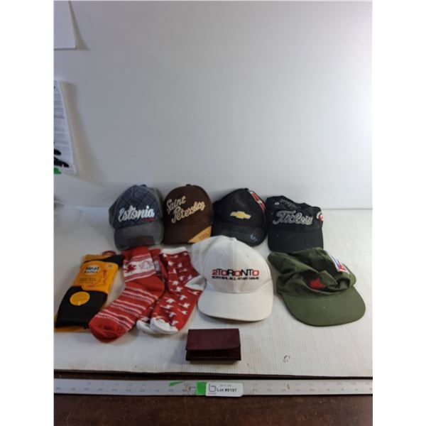 (6) Hats/ (3) Pairs Of Socks/ Wallet
