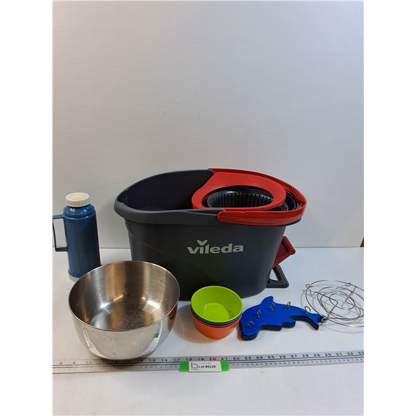 Mop Bucket, Thermos, Metal Bowl, Plastic Bowls, Dolphin Key Chain, Misc