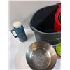 Image 2 : Mop Bucket, Thermos, Metal Bowl, Plastic Bowls, Dolphin Key Chain, Misc