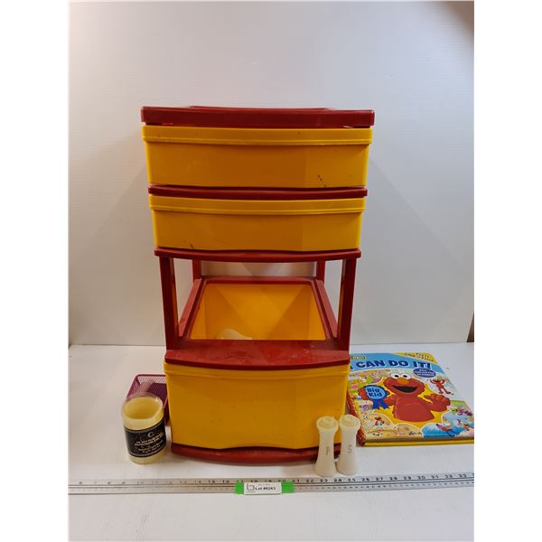 Plastic Storage Drawer (Missing Drawer), Elmo Book, Misc - 25" x 13" x 16" - CANNOT SHIP