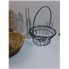 Image 4 : (2) Wooden Signs, Woven Basket, Metal Basket, Misc