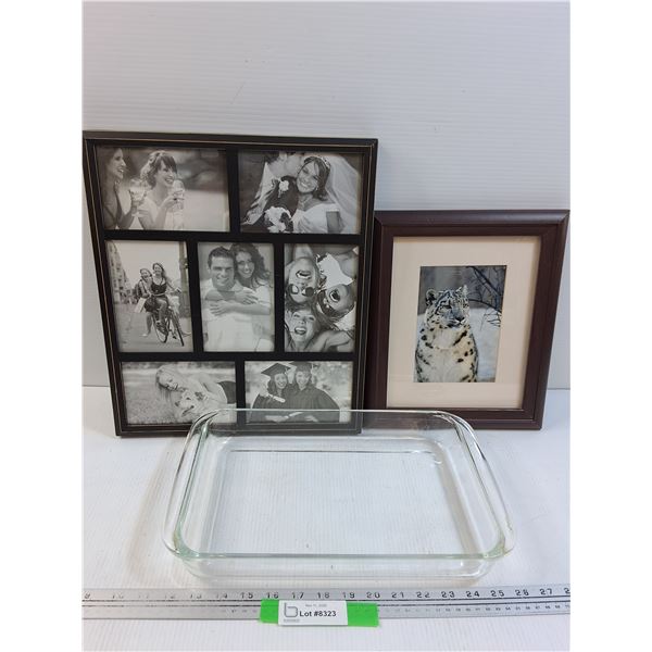 (2) Picture Frames & Pyrex - 9" x 12"