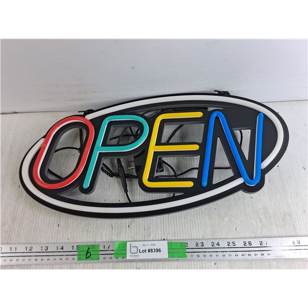 Light Up Open Sign 19" x 9", Powers On, As Is