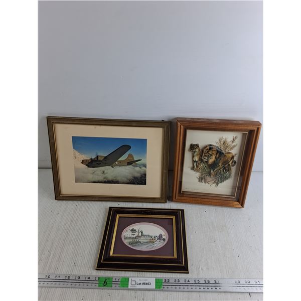 (2) Framed Wall Art Prints, Framed 3D Lion Art Print - 10" x 8" to 14" x 11"