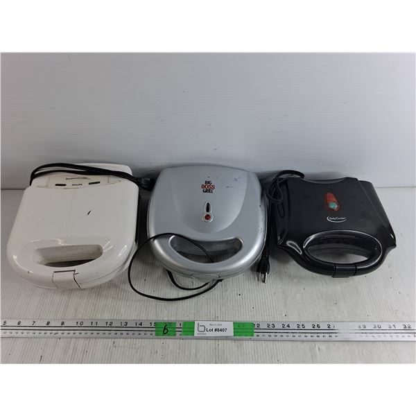 Sandwich Makers - Big Boss Grill, BettyCrocker, Philips - Powers On, As Is