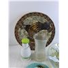 Image 2 : Glass Vase, Food Chopper, Ceramic Plate, (2) Glass & Ceramic Platters 16" & 18", Cannot Ship