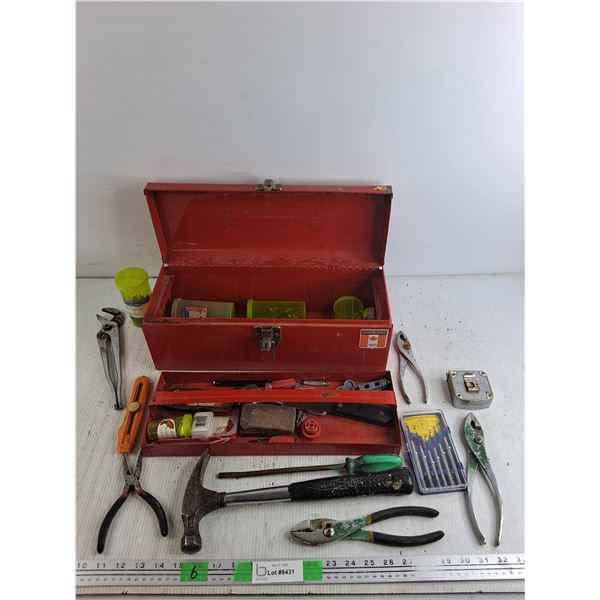 Precision Screwdriver Set, Hammer, Pliers, Measuring Tape, Metal Tool Box, Misc Hardware