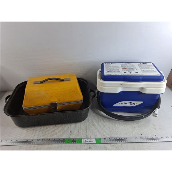 Empty Tool Box, Donjoy Cooler 14" x 10" x 9", Baking Dish 18" x 14" x 5", Cannot Ship