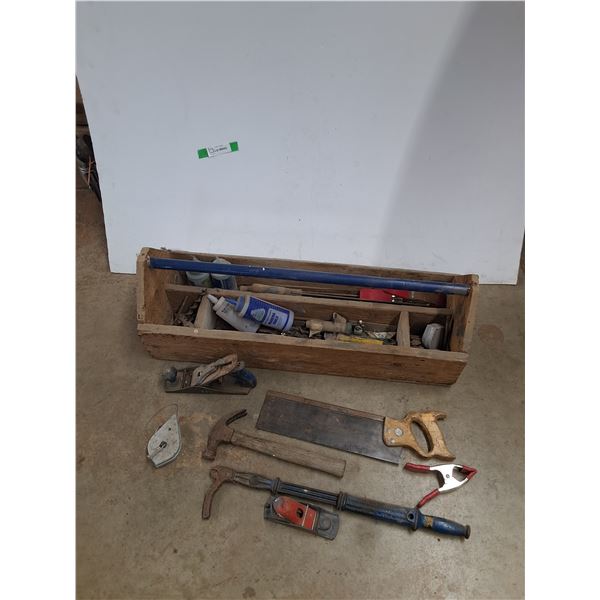 **Large Tool Caddy, Miter Saw, Nail Puller, Hammer, Wood Plane, Chalk Line, Misc, Cannot Ship