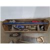 Image 4 : **Large Tool Caddy, Miter Saw, Nail Puller, Hammer, Wood Plane, Chalk Line, Misc, Cannot Ship