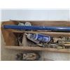 Image 5 : **Large Tool Caddy, Miter Saw, Nail Puller, Hammer, Wood Plane, Chalk Line, Misc, Cannot Ship