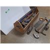 Image 7 : **Large Tool Caddy, Miter Saw, Nail Puller, Hammer, Wood Plane, Chalk Line, Misc, Cannot Ship