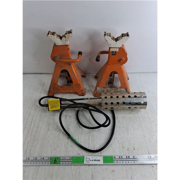 (2) Jack Stands, 1000W Bucket Heater