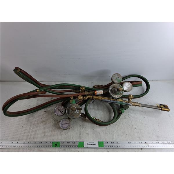 Oxygen & Acetylene Gauges with Hoses, Welding Gun - Cannot Ship