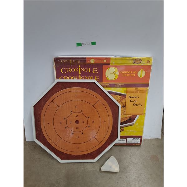 * 3 in 1 Crokinole Board Game 27" x 27" - Cannot Ship