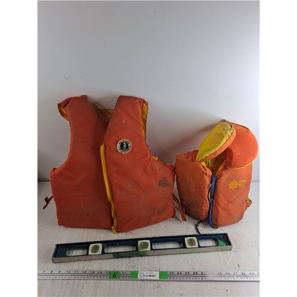 (2)  Life Vests - Size XS, Level - Pickup Only