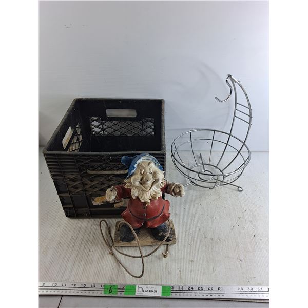 Milk Crate 13" x 13" x 11", Garden Gnome, Fruit Basket - Cannot Ship