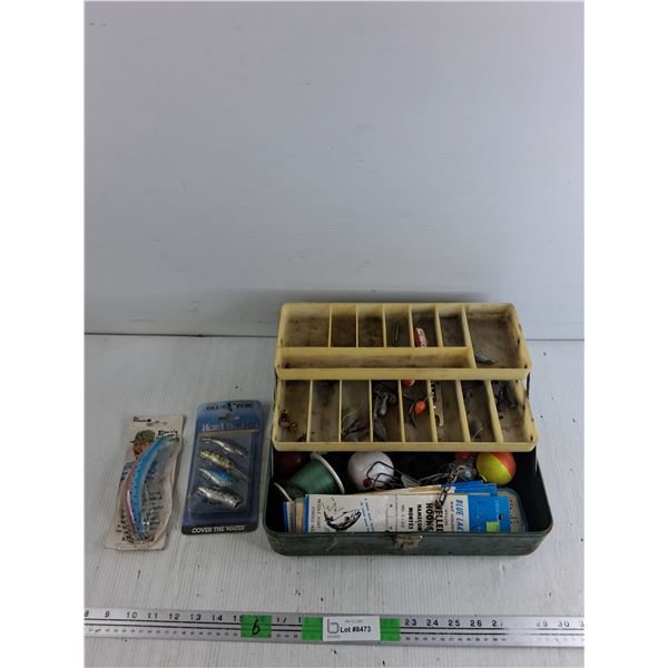 Metal Tackle Box 13" x 6" x 6", Fish Baits, Hooks, Misc Fishing Supplies