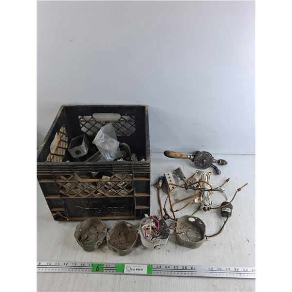 Wire Junction Boxes, Hand Drill , Misc Electrical Supplies, Milk Crate, Cannot Ship