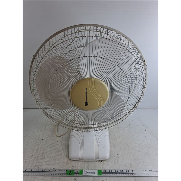 White Westinghouse Desk Top Fan - Powers On, As Is, 24" Tall, Cannot Ship