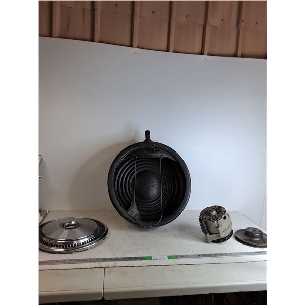 Water Pump Pulley, Scepter Round Drain Pan, 14"Chevy Hub Cap,Alternator