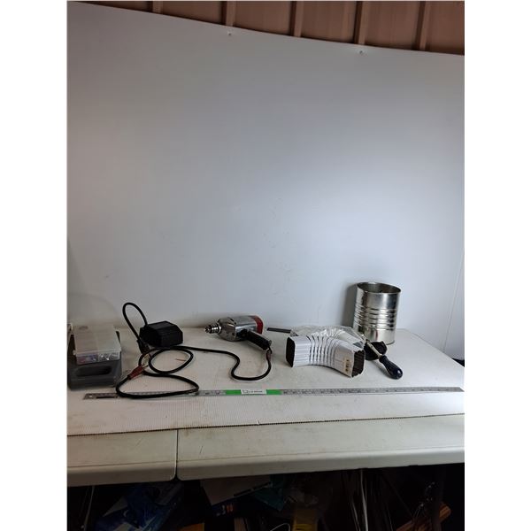 Vintage Milwaukee Hole-Hawg Drill, Gutter Elbow, Small Part Organizer, Misc