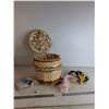 Image 1 : Basket of Sewing Supplies; Thread & Pins, Misc
