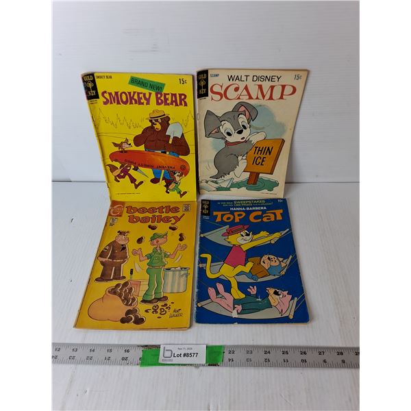 (4) Vintage Gold Key/Charlton Comics- Smokey Bear, Scamp, Misc.