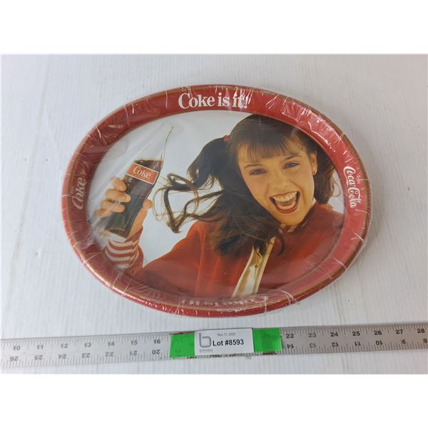 Coca- Cola '80s Style Oval Metal Tray 15" x 12.5"