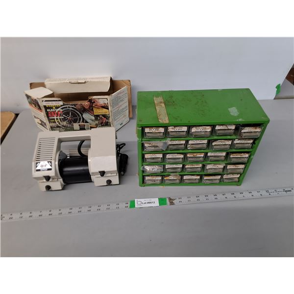 Electro Air Compressor & Metal Storage Container with Screws 12" x 5.75" x 9.75"