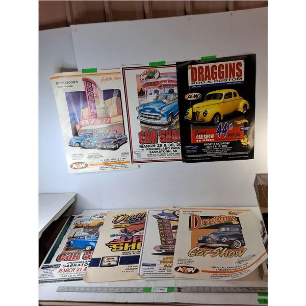 (7) Draggins Rod & Custom Car Posters 24"x 17.5"